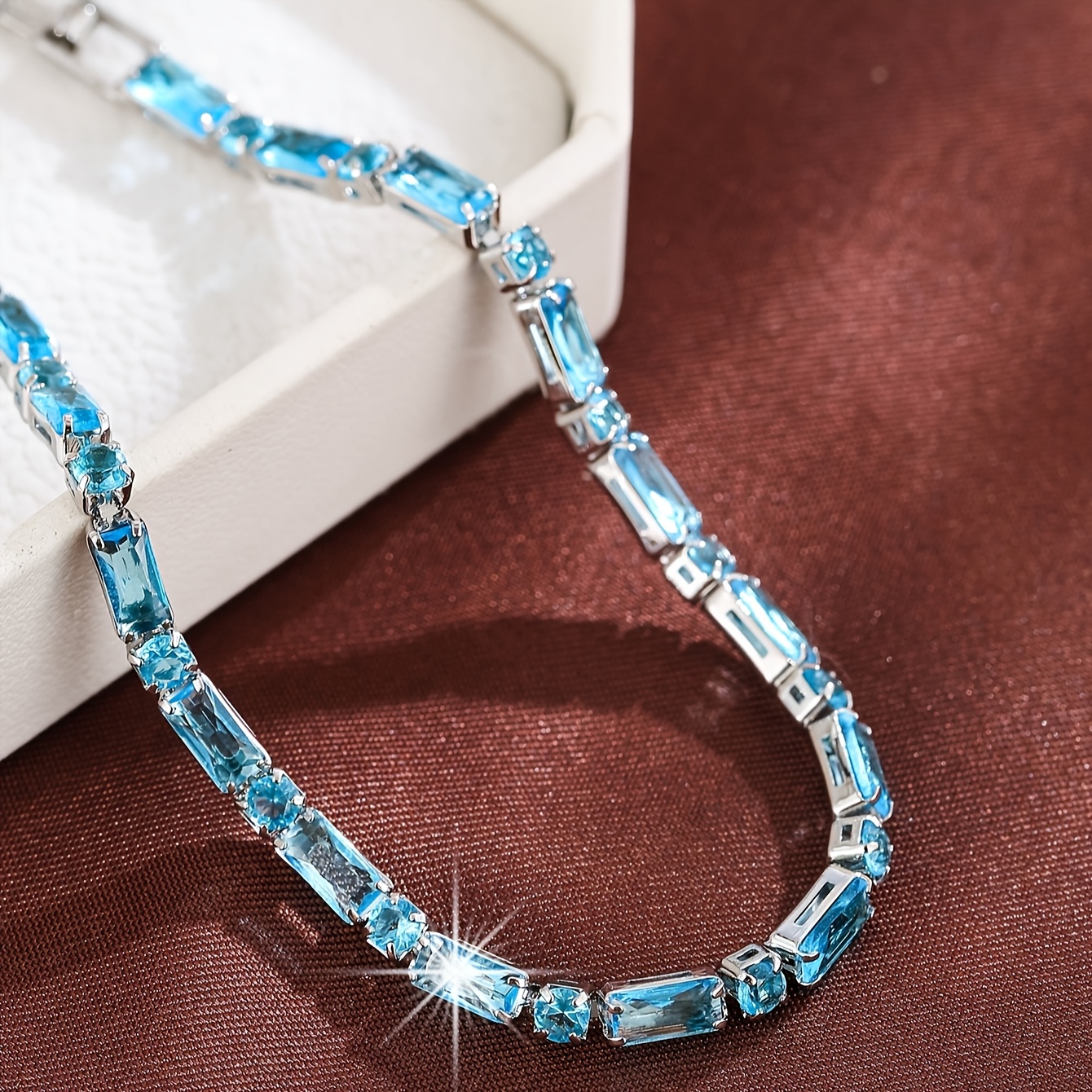 Vintage Ocean Zirconia Bracelet - Women's Delicate Bangle